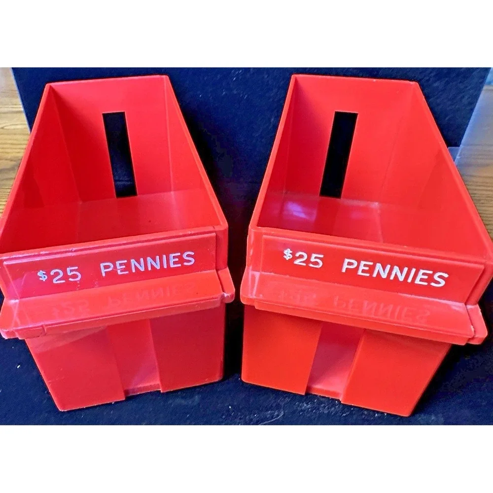 $25 Dollar Penny Holders - Red/Hard Plastic Tray - Excellent Condition
